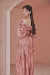 Leigh Bardot Puff Sleeve Shirred Tiered Maxi Dress