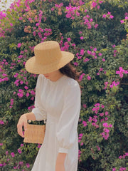 Silk midi dress with puff sleeves and waist tie detail for a classic feminine silhouette