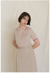 High-Waisted Linen Midi Skirt with Side Button Detailing