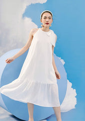 Halter-Neck Midi Silk Dress with Ruffle Hem