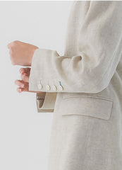 Tailored Linen Blazer with Notch Lapel and Front Flap Pockets for Women