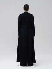 Wool-blend wide-leg pants with tailored high waist and full-length draped silhouette