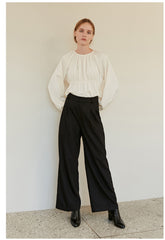 High-Waisted Wide-Leg Tailored Linen Pants