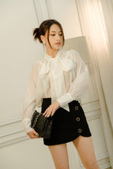 Mini Skirt with High Waist and Decorative Button Detail for Tailored Elegance