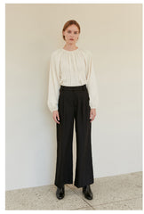High-Waisted Wide-Leg Tailored Linen Pants