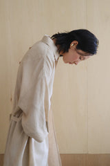 Linen Longline Jacket with Button-Back Detail and Relaxed Drop-Shoulder Silhouette