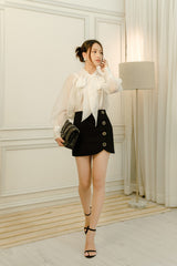 Mini Skirt with High Waist and Decorative Button Detail for Tailored Elegance