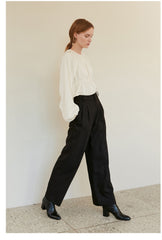 High-Waisted Wide-Leg Tailored Linen Pants