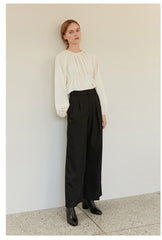 High-Waisted Wide-Leg Tailored Linen Pants