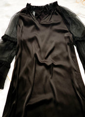 Silk A-Line Mini Dress with Sheer Ruffled Sleeves