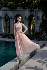 Laura Bustier Tulle Maxi Dress