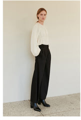 High-Waisted Wide-Leg Tailored Linen Pants