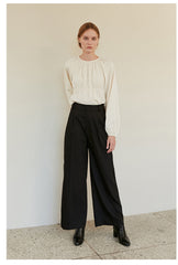 High-Waisted Wide-Leg Tailored Linen Pants
