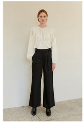 High-Waisted Wide-Leg Tailored Linen Pants