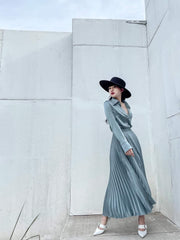 Silk Pleated Midi Skirt with High Waist and Flowing Silhouette for Elegant Day-to-Evening Looks