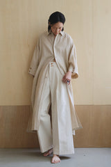 Linen Longline Jacket with Button-Back Detail and Relaxed Drop-Shoulder Silhouette