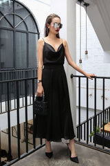 Myrtle Pleated Midi Silk Skirt