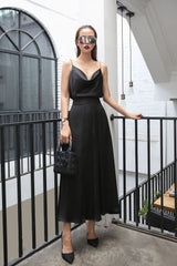 Myrtle Pleated Midi Silk Skirt