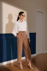 Silk Button-Up Shirt with Tailored Cuffs and Streamlined Fit