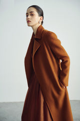 Long Wool Coat With Tailored Lapels And Belted Back Detail For Sophisticated Layering