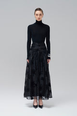 Fitted Knit Turtleneck Top With Long Sleeves and Minimalist Second-Skin Silhouette