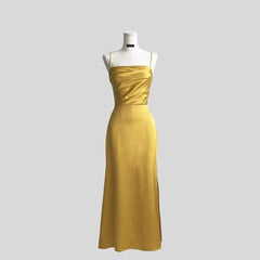 Silk midi dress with draped neckline and lace-up back for elegant evening occasions