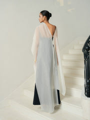 Asymmetric Evening Gown With Sheer Overlay And Open Back Tie Detail For Formal Occasions