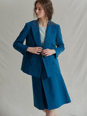 Jupe midi en lin taille haute avec fente au dos
