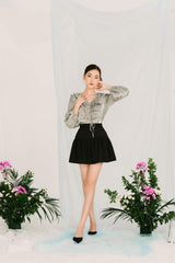 High-Waisted A-Line Silk Skirt with Gathered Hem and Flowing Drape