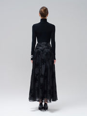 Fitted Knit Turtleneck Top With Long Sleeves and Minimalist Second-Skin Silhouette