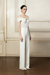 Off-Shoulder Knit Top with Sheer Bodice and Draped Neckline Detail for Elegant Evening Styling
