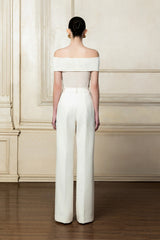 Off-Shoulder Knit Top with Sheer Bodice and Draped Neckline Detail for Elegant Evening Styling
