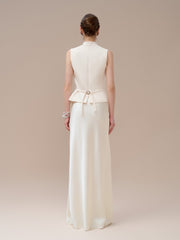 High-waisted silk skirt with fluid drape and floor-length silhouette for timeless elegance