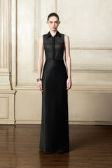 High Waist Draped Skirt With Side Slit and Elegant Ruched Waist Detail