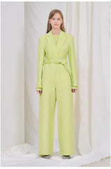 Pantalon large taille haute en lin avec ceinture