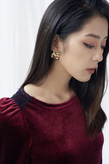 Velvet mini dress with half sleeves and tailored silhouette for modern evening styling