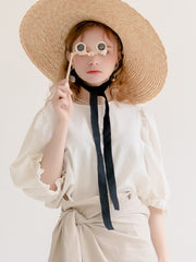 Jupe portefeuille mi-longue taille haute en lin doux